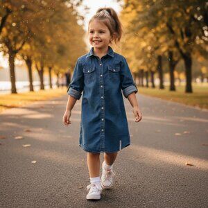 M-I-D Lightweight Pearl Snap-Front Chambray Shirt Dress Roll-Up Sleeves Size 6